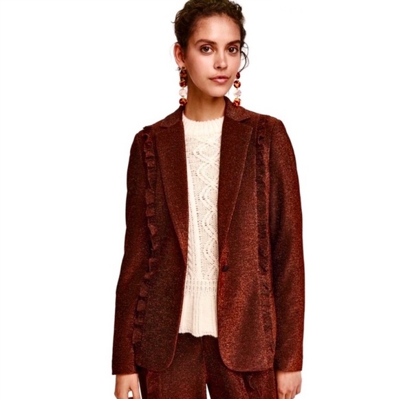Scotch & Soda Jackets & Blazers - NEW SCOTCH & SODA METALLIC RUFFLED BLAZER